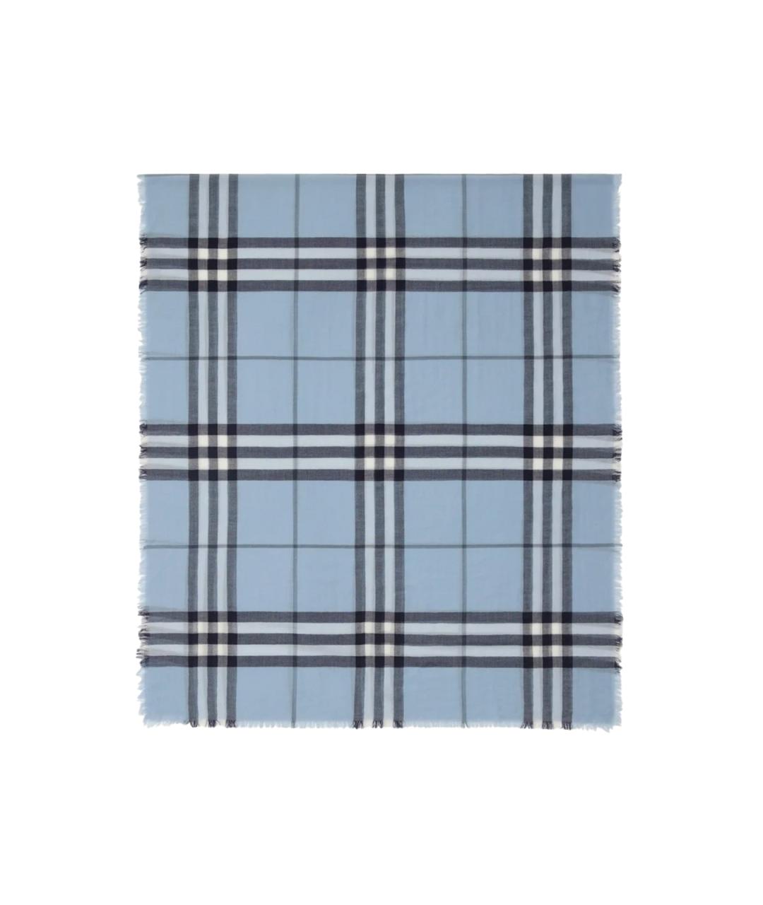 BURBERRY Голубой шерстяной шарф, фото 2