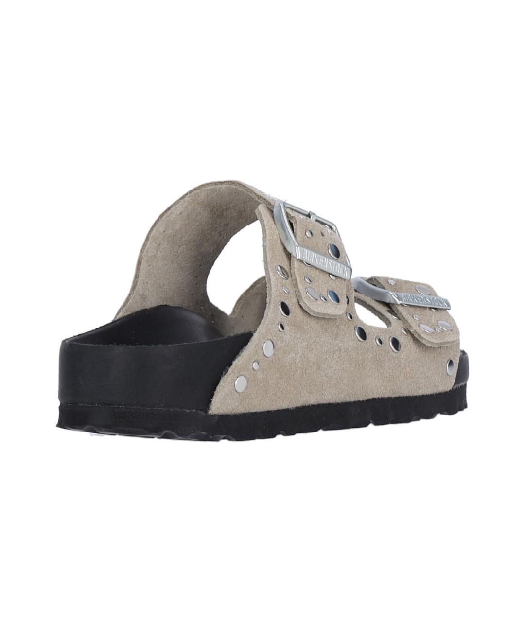 BIRKENSTOCK Бежевые замшевые босоножки, фото 4