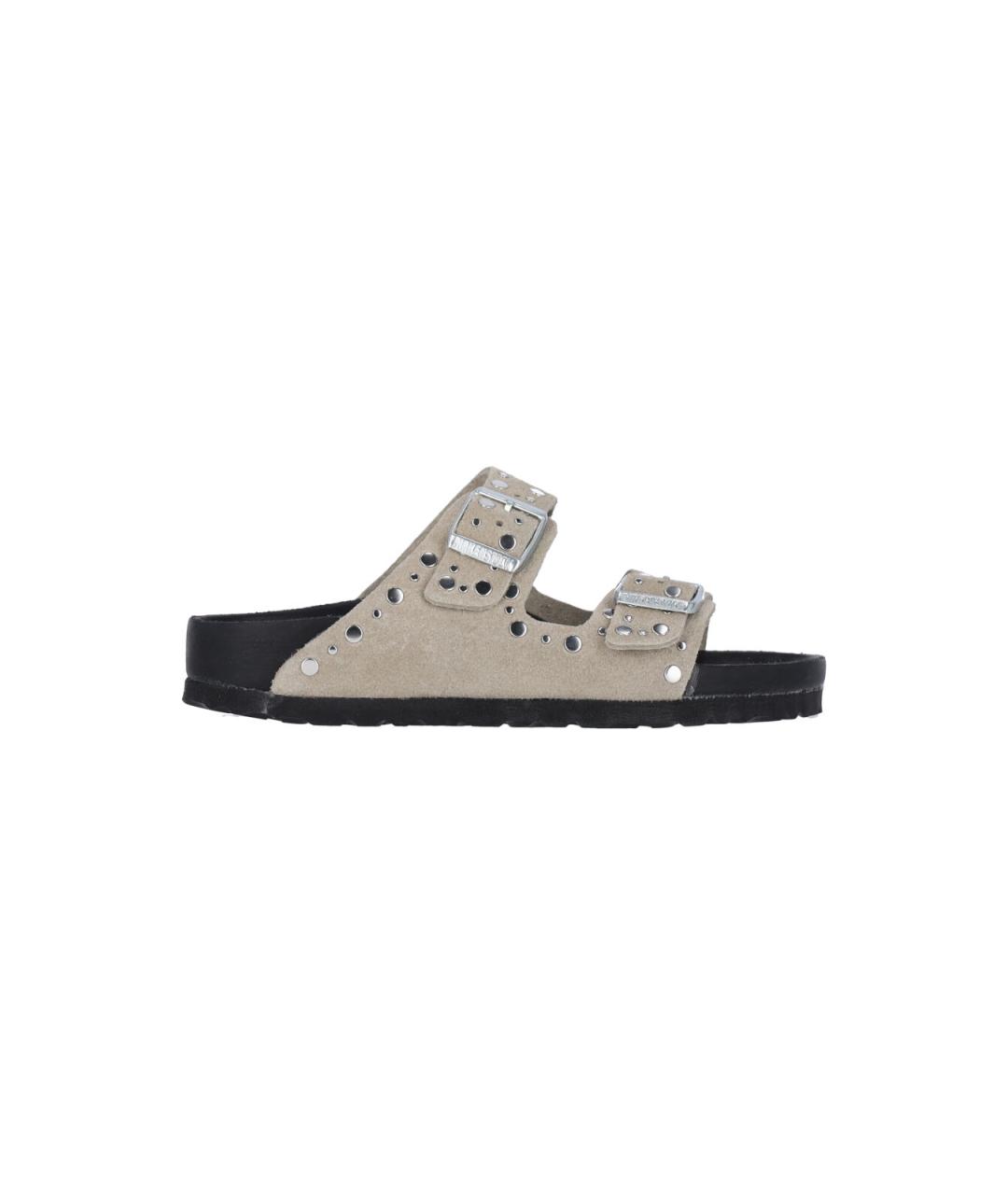 BIRKENSTOCK Бежевые замшевые босоножки, фото 1