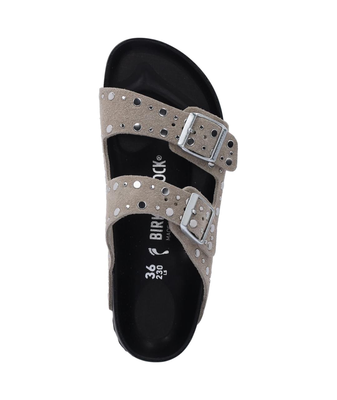 BIRKENSTOCK Бежевые замшевые босоножки, фото 5