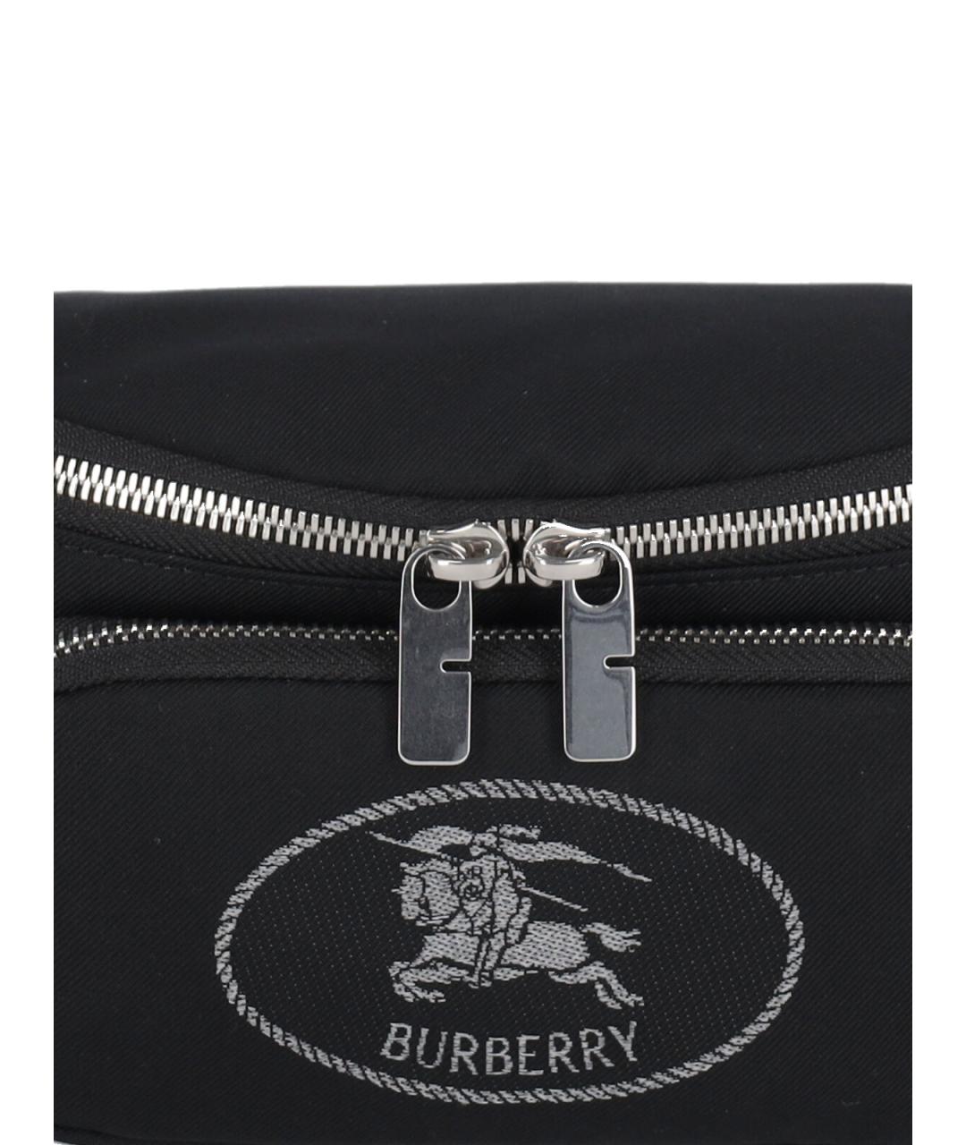 BURBERRY Черная синтетическая поясная сумка, фото 4