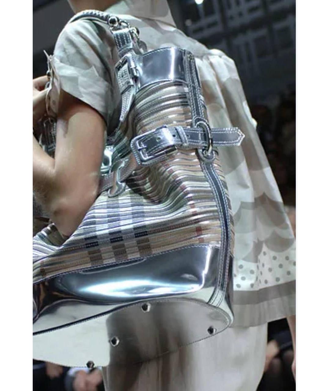 BURBERRY Серебряная сумка с короткими ручками, фото 8