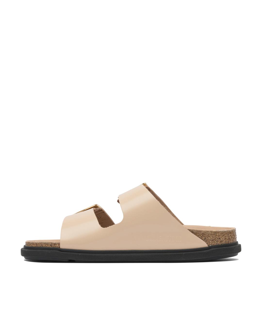 BIRKENSTOCK Бежевые кожаные шлепанцы, фото 3