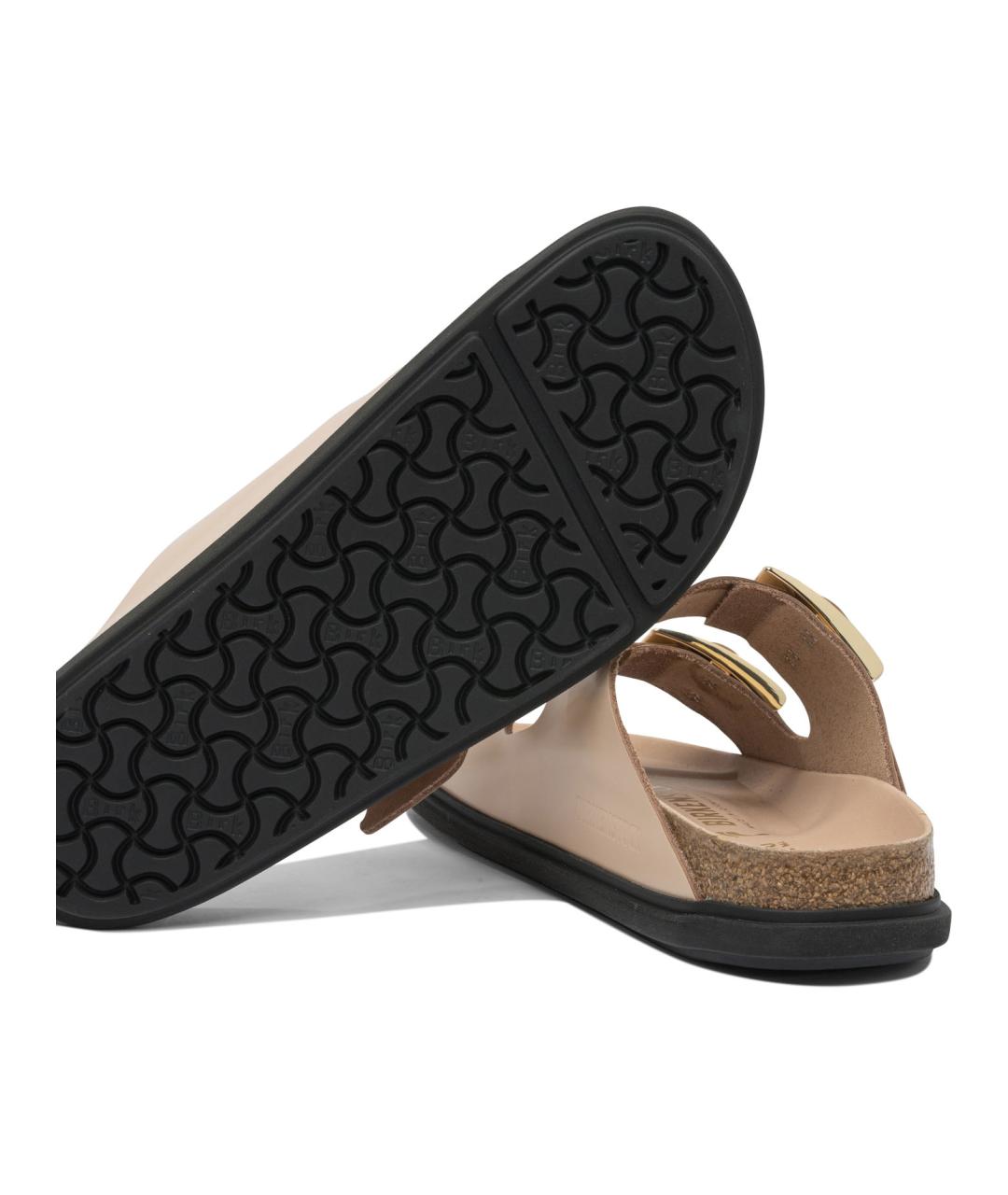 BIRKENSTOCK Бежевые кожаные шлепанцы, фото 5