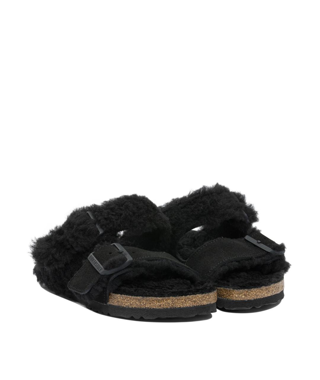 BIRKENSTOCK Черные кожаные шлепанцы, фото 2
