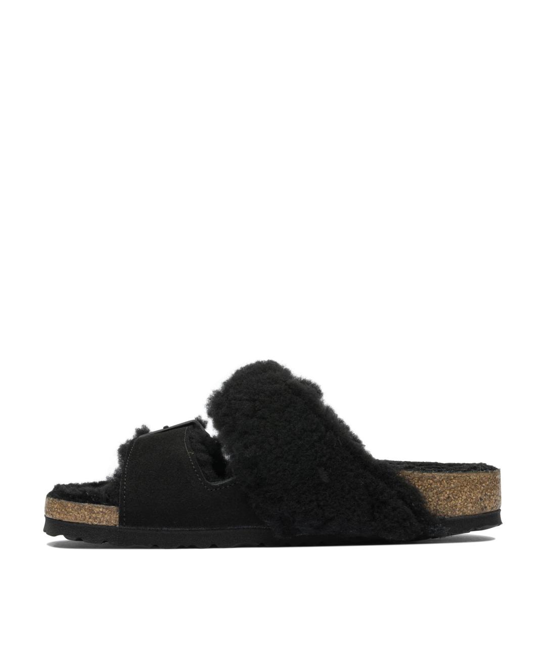 BIRKENSTOCK Черные кожаные шлепанцы, фото 3