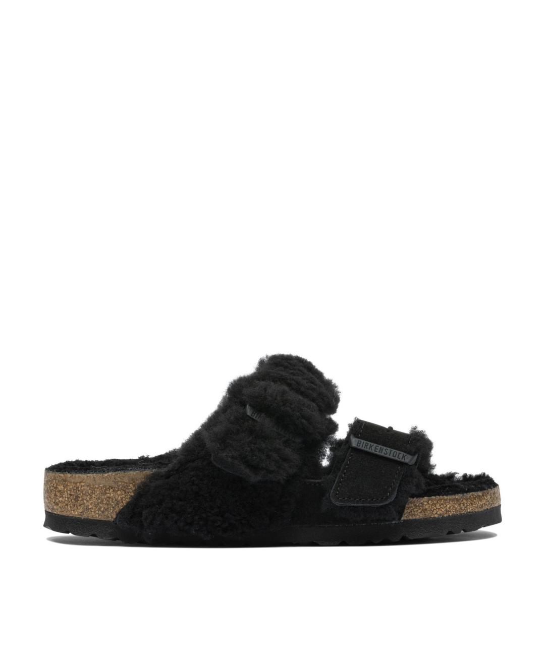 BIRKENSTOCK Черные кожаные шлепанцы, фото 1