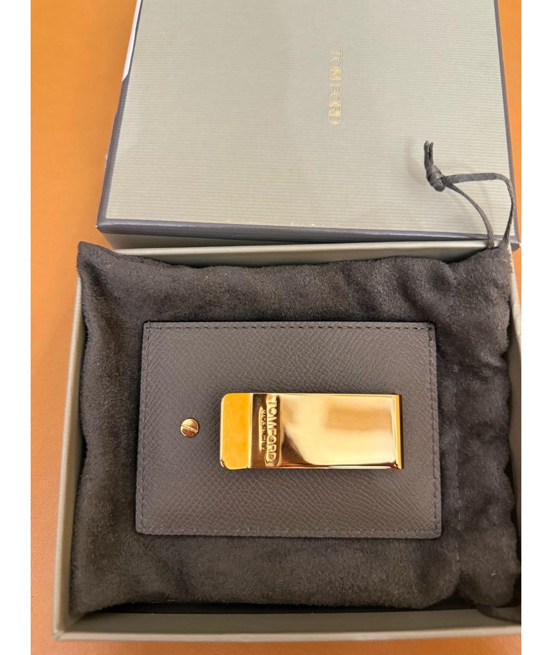 TOM FORD Серая кожаная визитница, фото 2