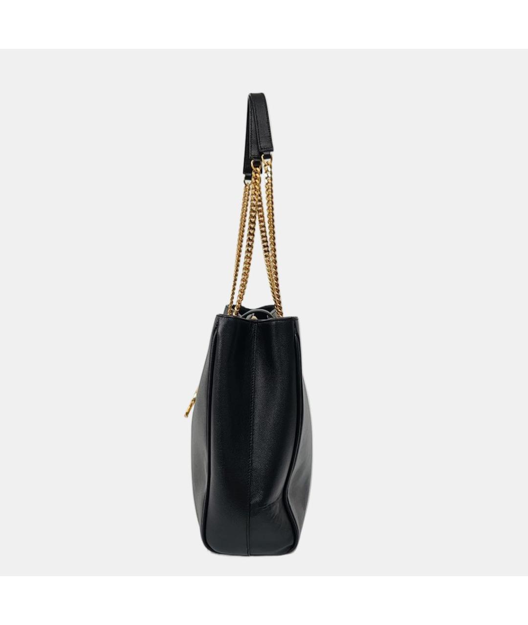 SAINT LAURENT Черная кожаная сумка тоут, фото 2