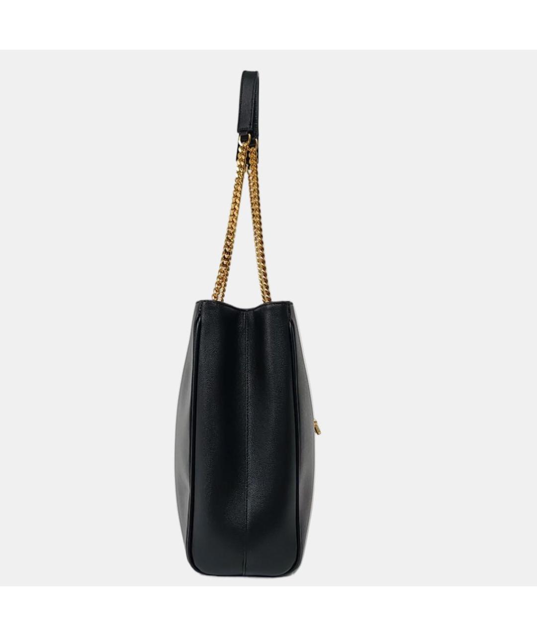 SAINT LAURENT Черная кожаная сумка тоут, фото 3