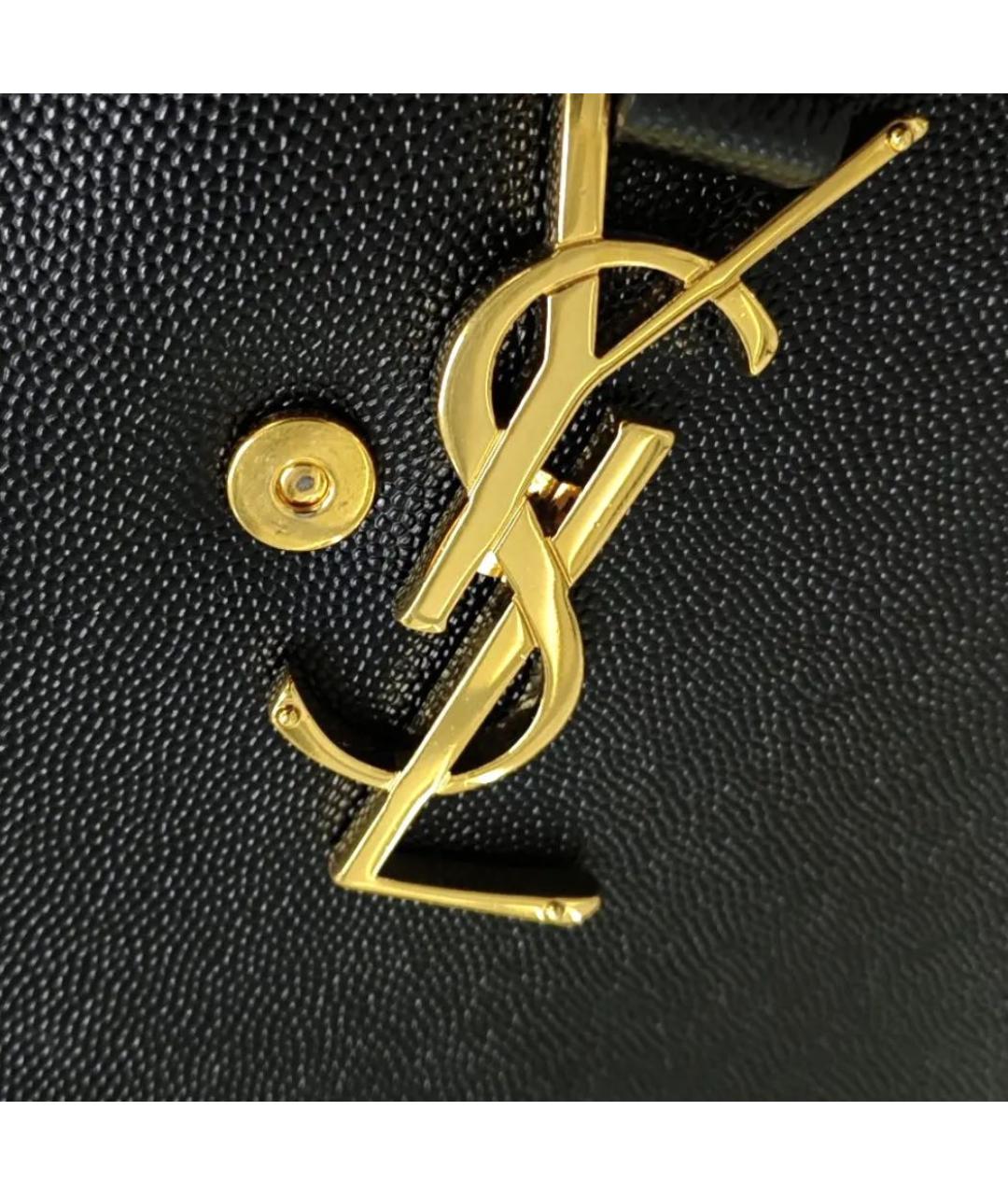 SAINT LAURENT Черная кожаная сумка тоут, фото 7
