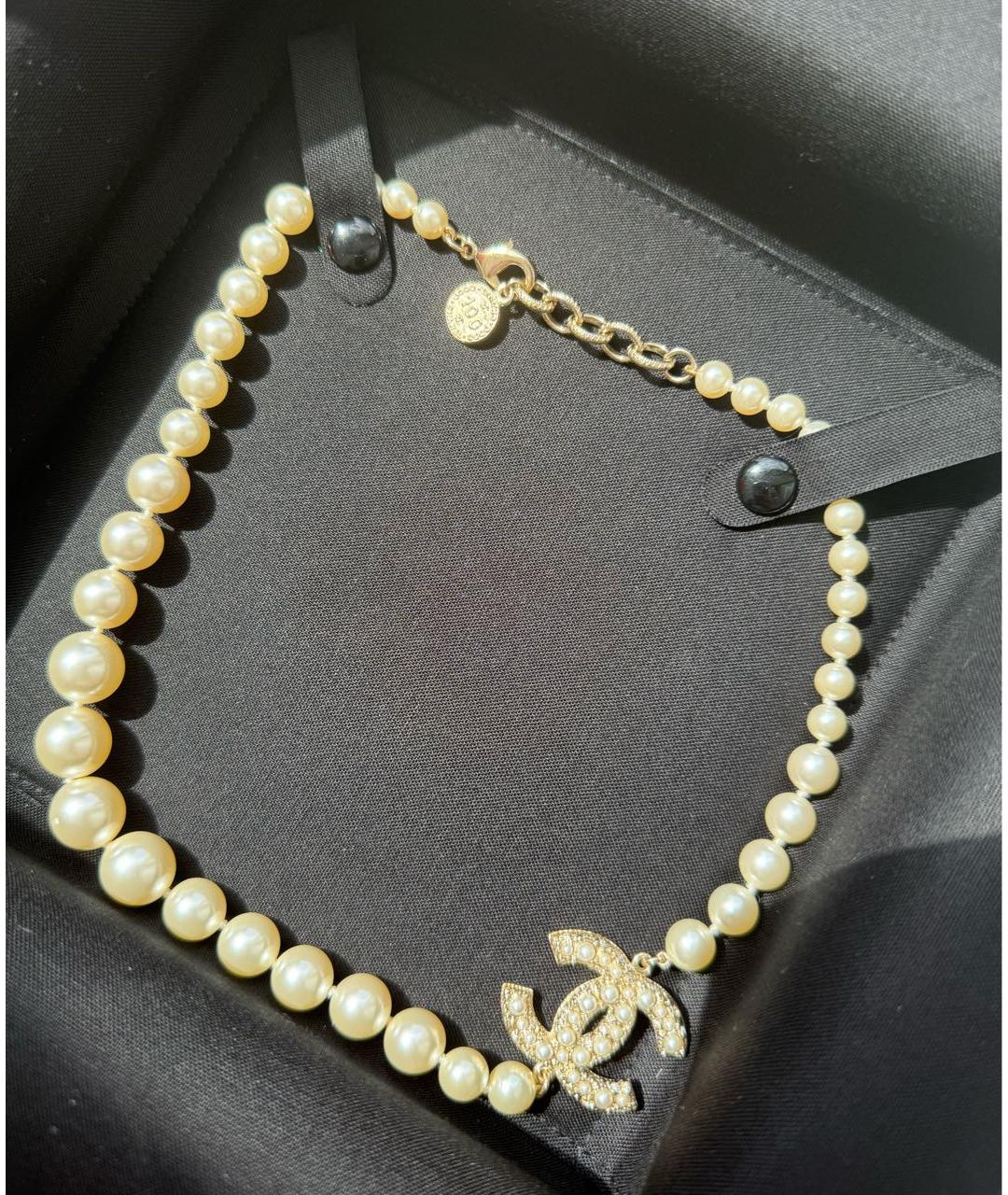 CHANEL Белое жемчужное колье, фото 3