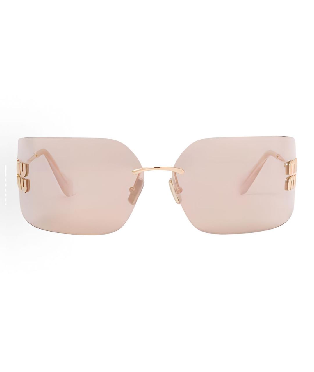 MIU MIU Бежевые металлические солнцезащитные очки, фото 4