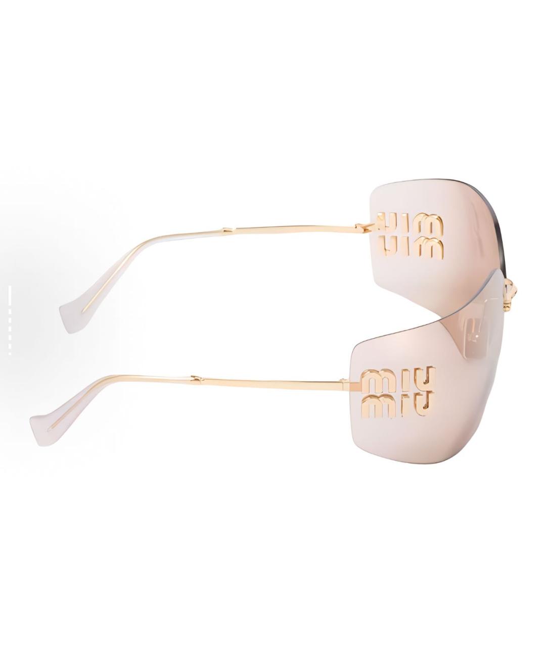 MIU MIU Бежевые металлические солнцезащитные очки, фото 5