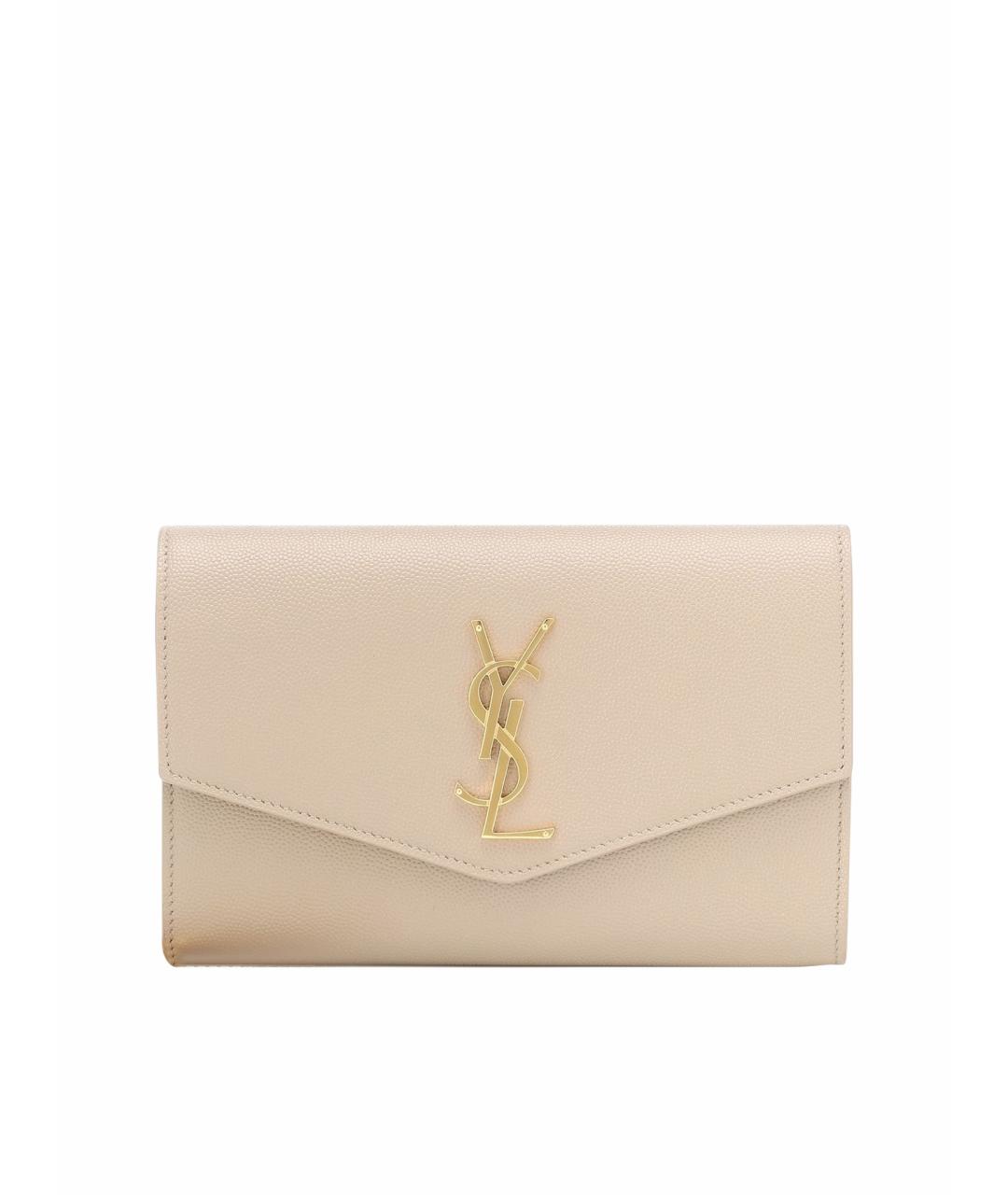 SAINT LAURENT Бежевая кожаная сумка через плечо, фото 1