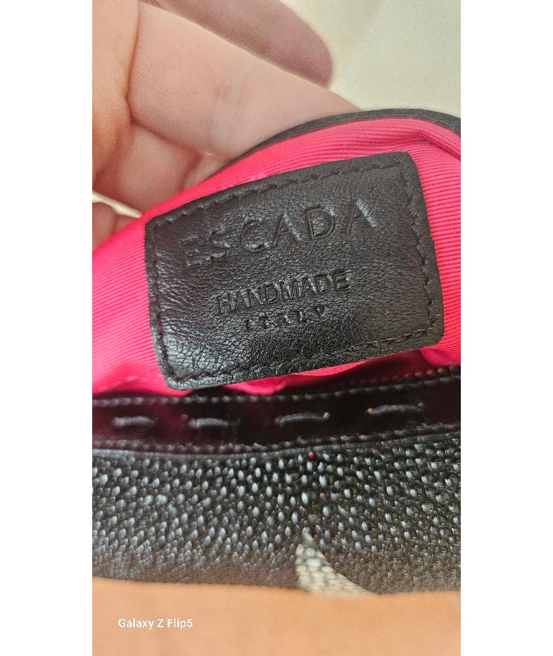 ESCADA Черная сумка с короткими ручками из экзотической кожи, фото 5