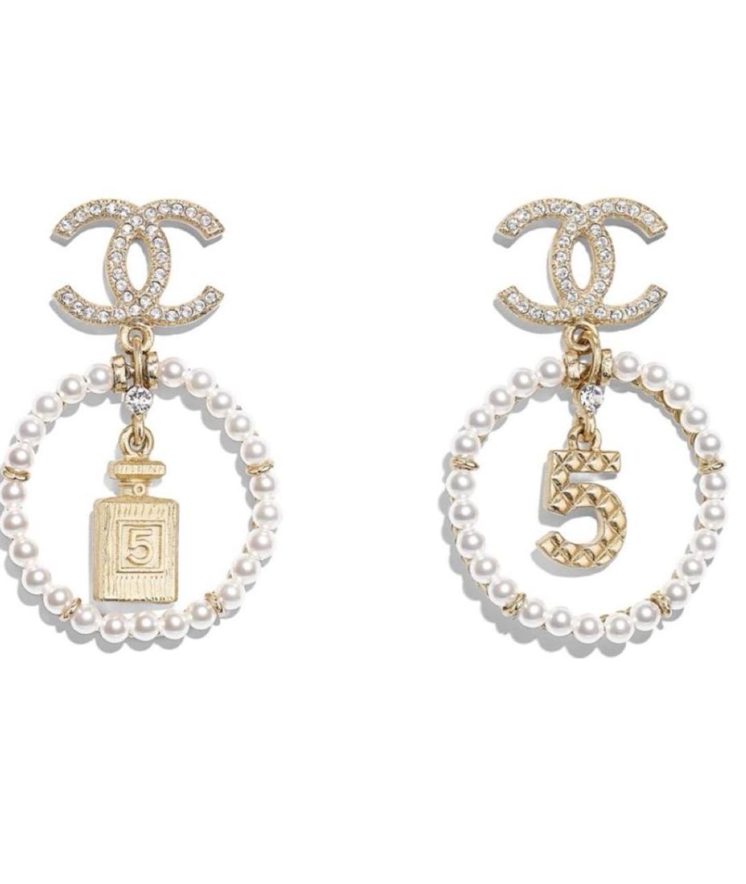 CHANEL Белые серьги, фото 1