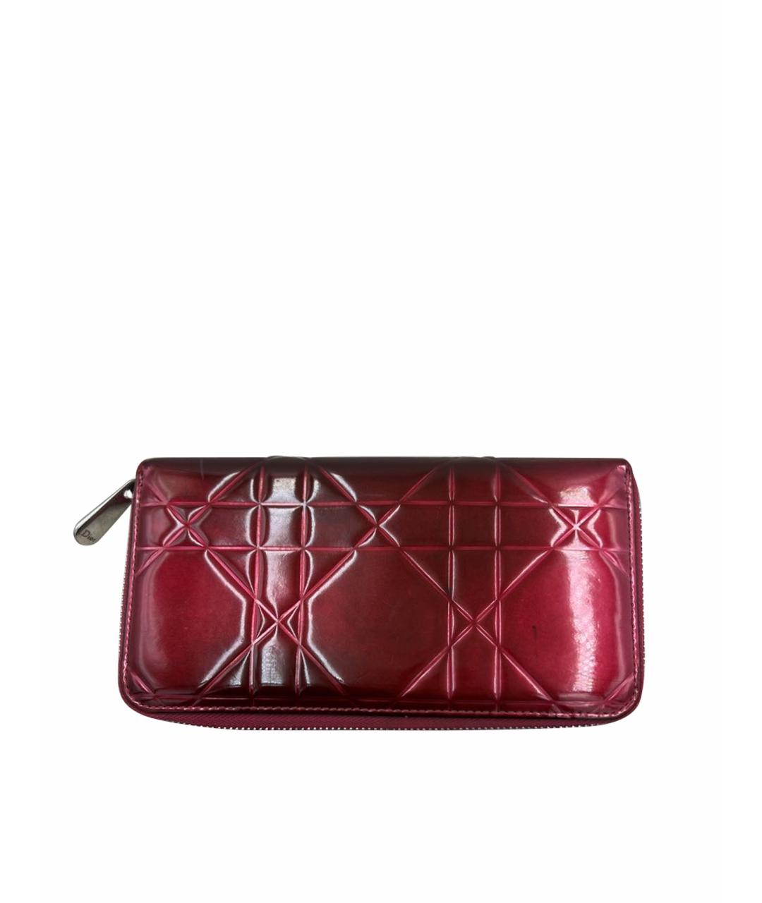 CHRISTIAN DIOR Бордовый кошелек из лакированной кожи, фото 1