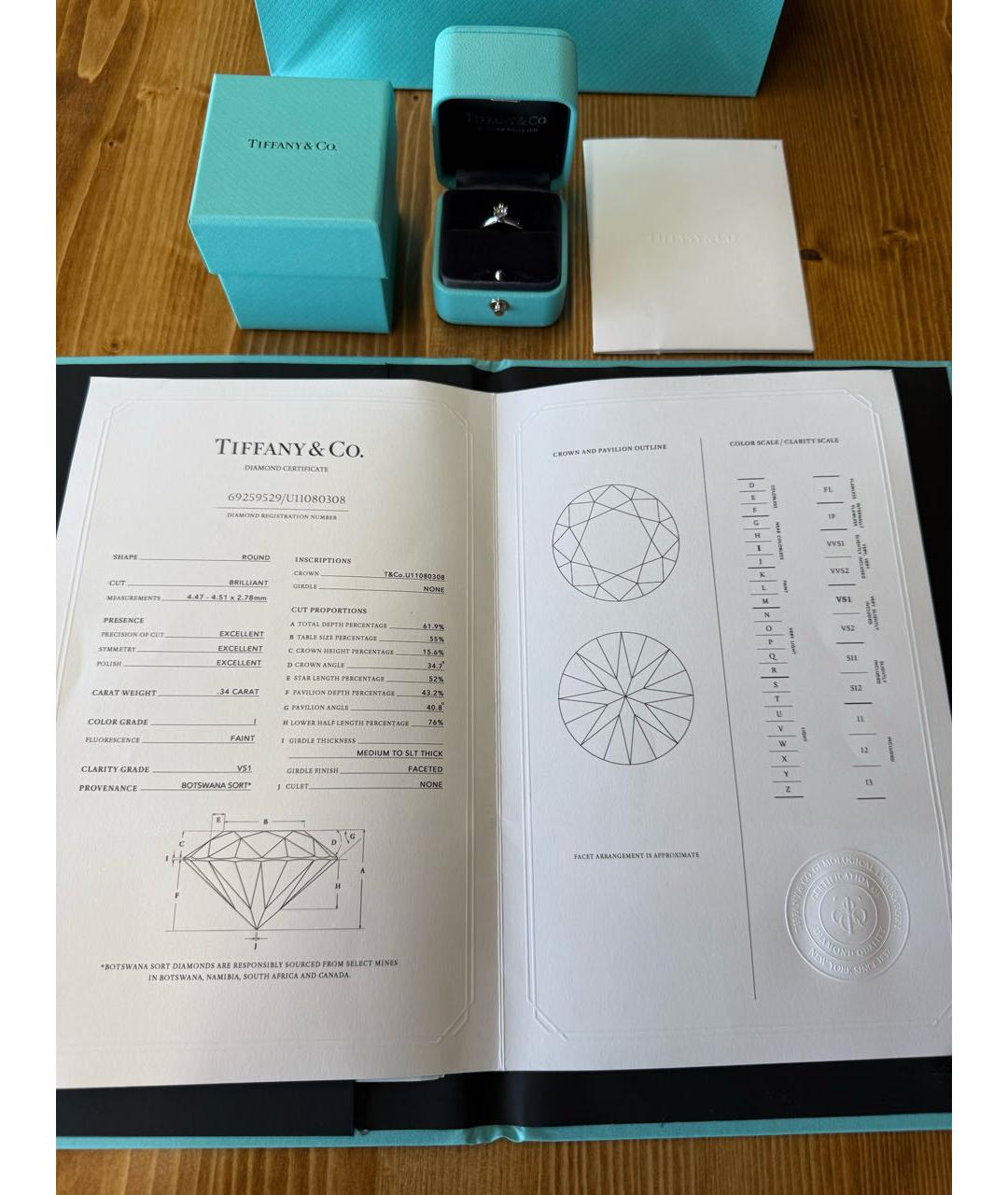 TIFFANY&CO Белое платиновое кольцо, фото 4