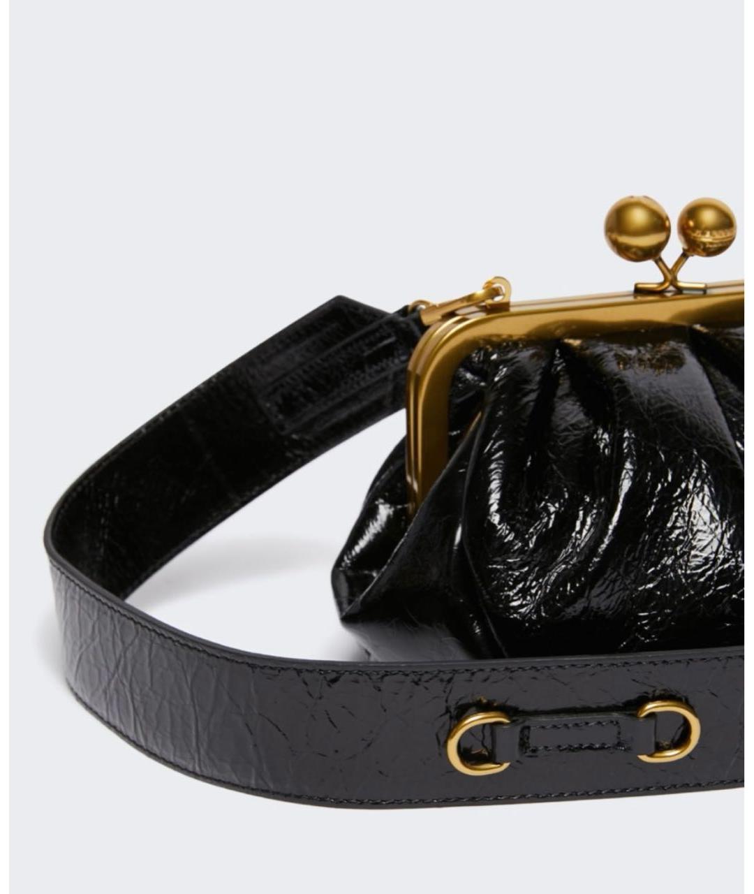 WEEKEND MAX MARA Черная сумка через плечо из лакированной кожи, фото 2