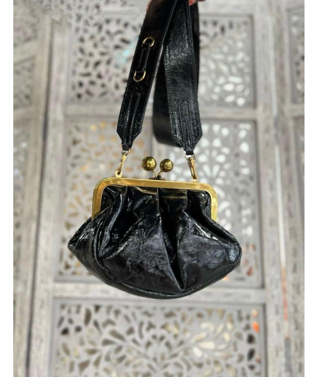 WEEKEND MAX MARA Черная сумка через плечо из лакированной кожи, фото 6