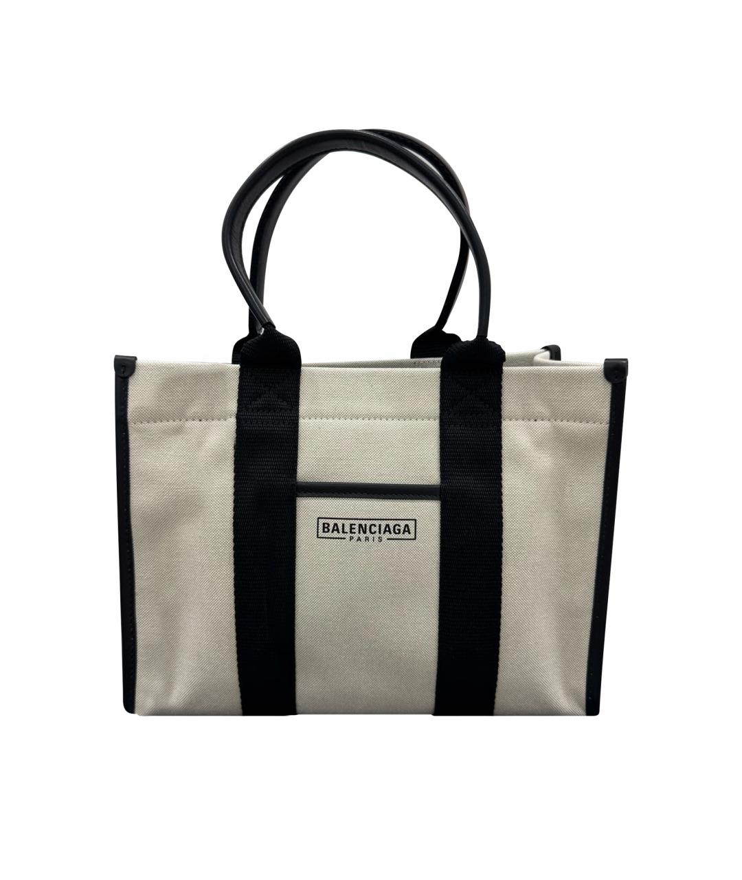 BALENCIAGA Белая тканевая сумка тоут, фото 1