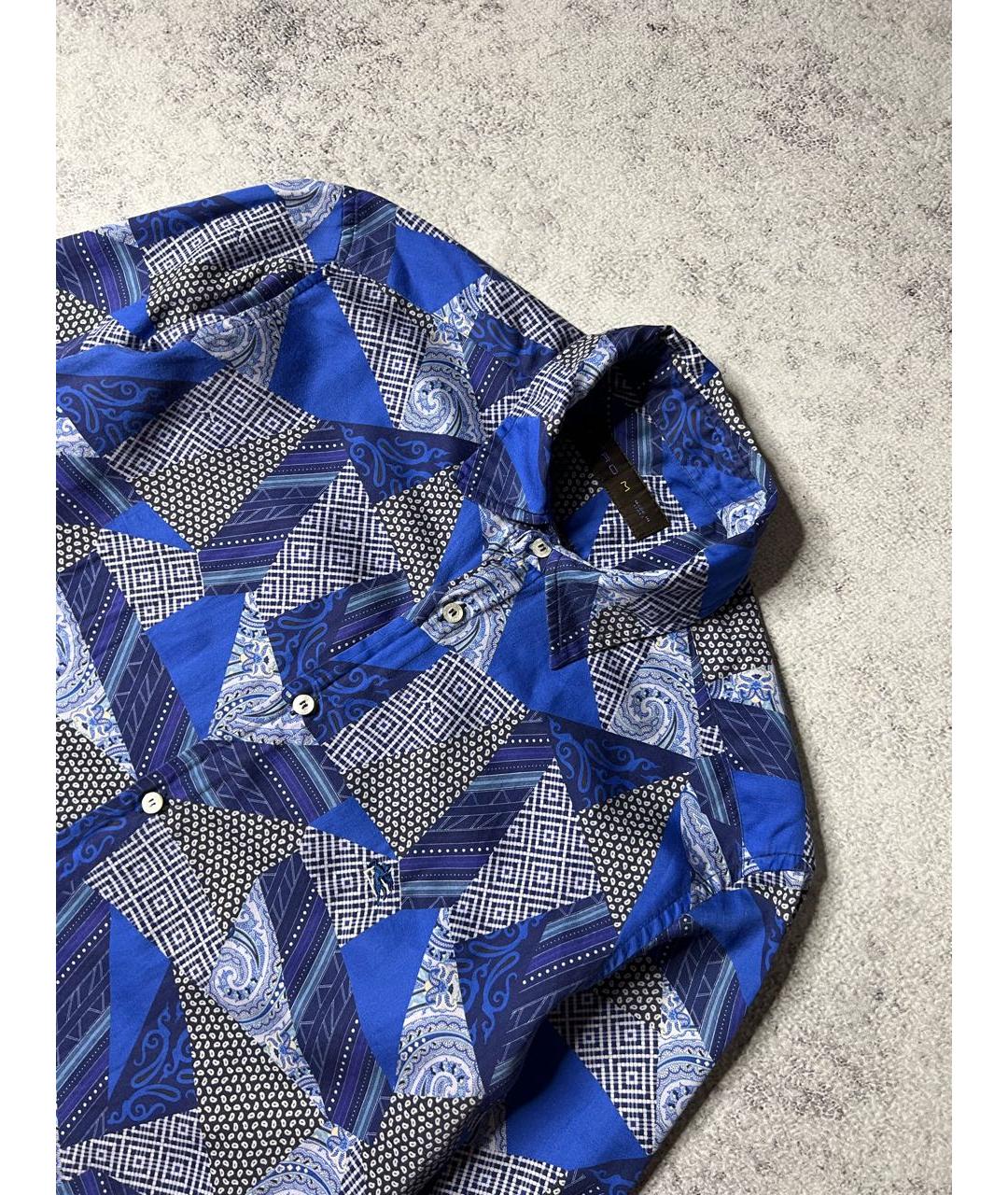 ETRO Темно-синяя хлопковая кэжуал рубашка, фото 4