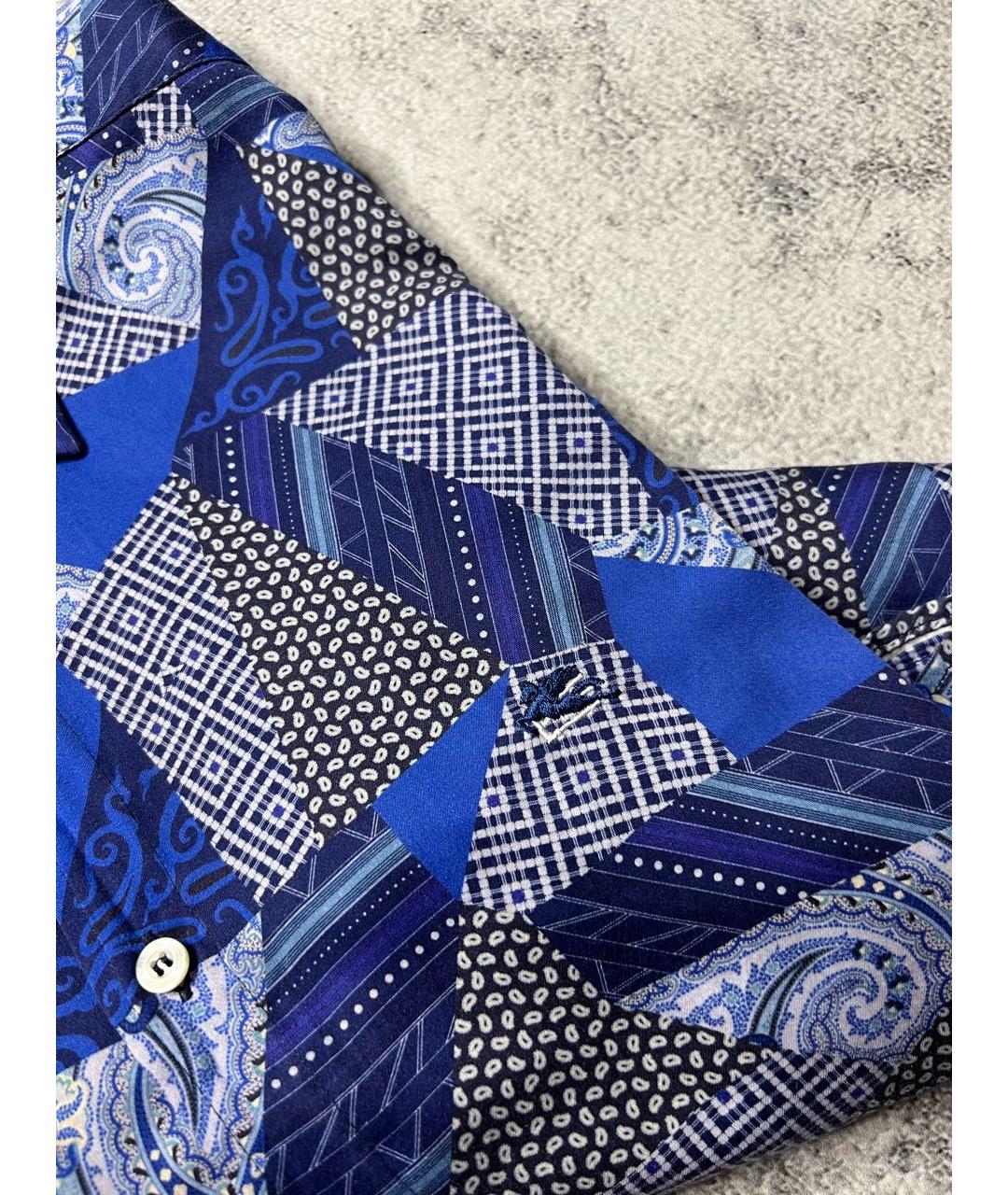 ETRO Темно-синяя хлопковая кэжуал рубашка, фото 6