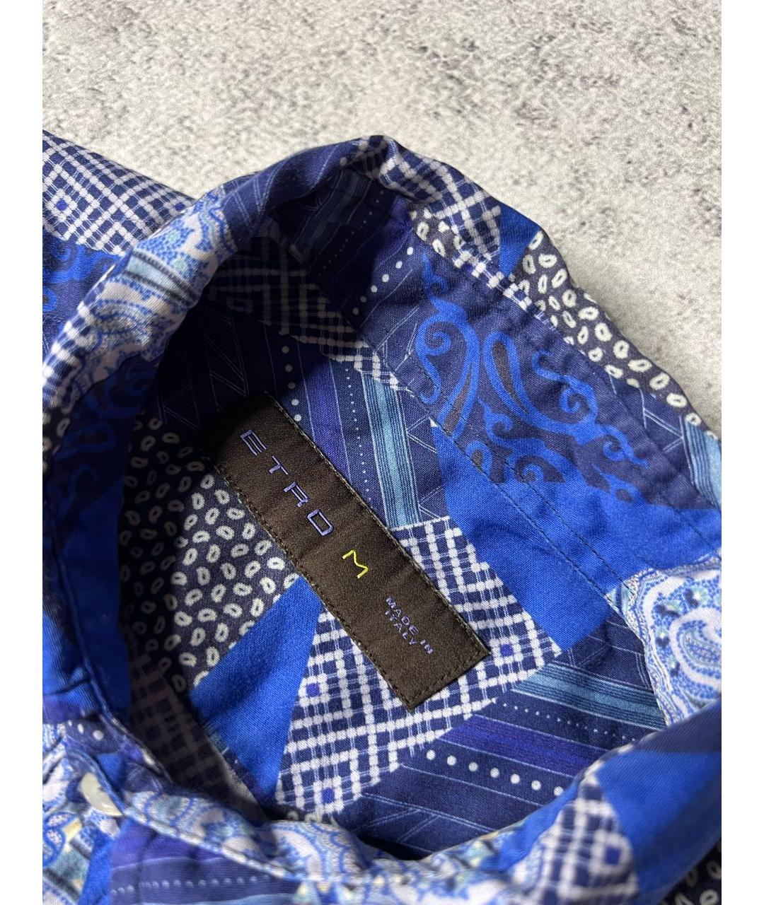 ETRO Темно-синяя хлопковая кэжуал рубашка, фото 7