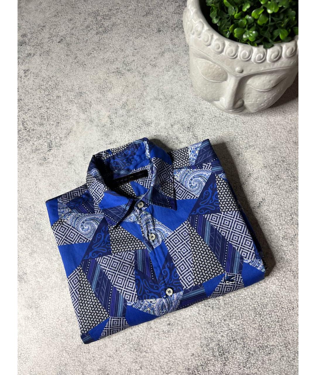 ETRO Темно-синяя хлопковая кэжуал рубашка, фото 2