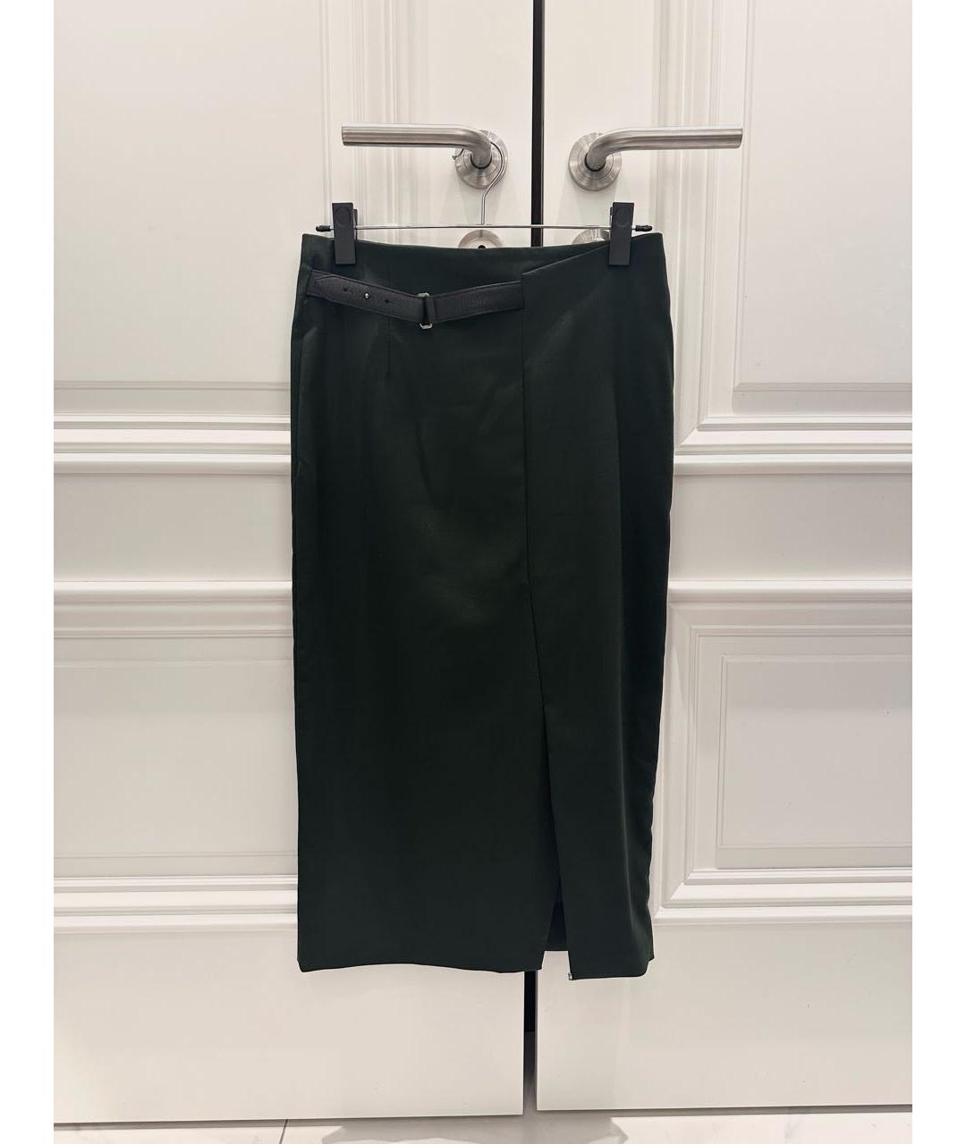 SPORTMAX Хаки шерстяная юбка миди, фото 6