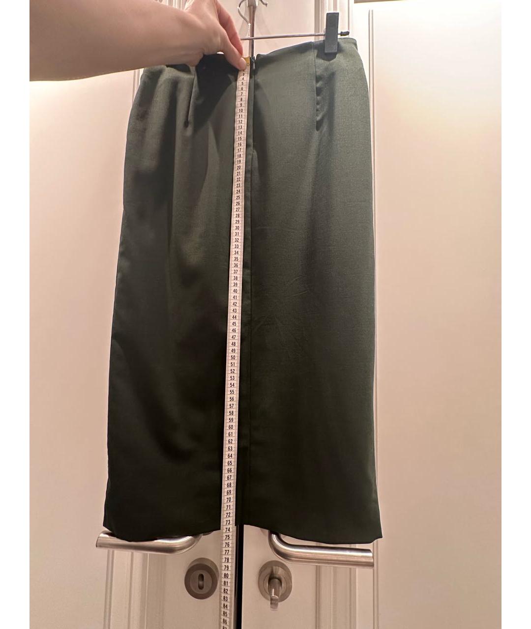 SPORTMAX Хаки шерстяная юбка миди, фото 4