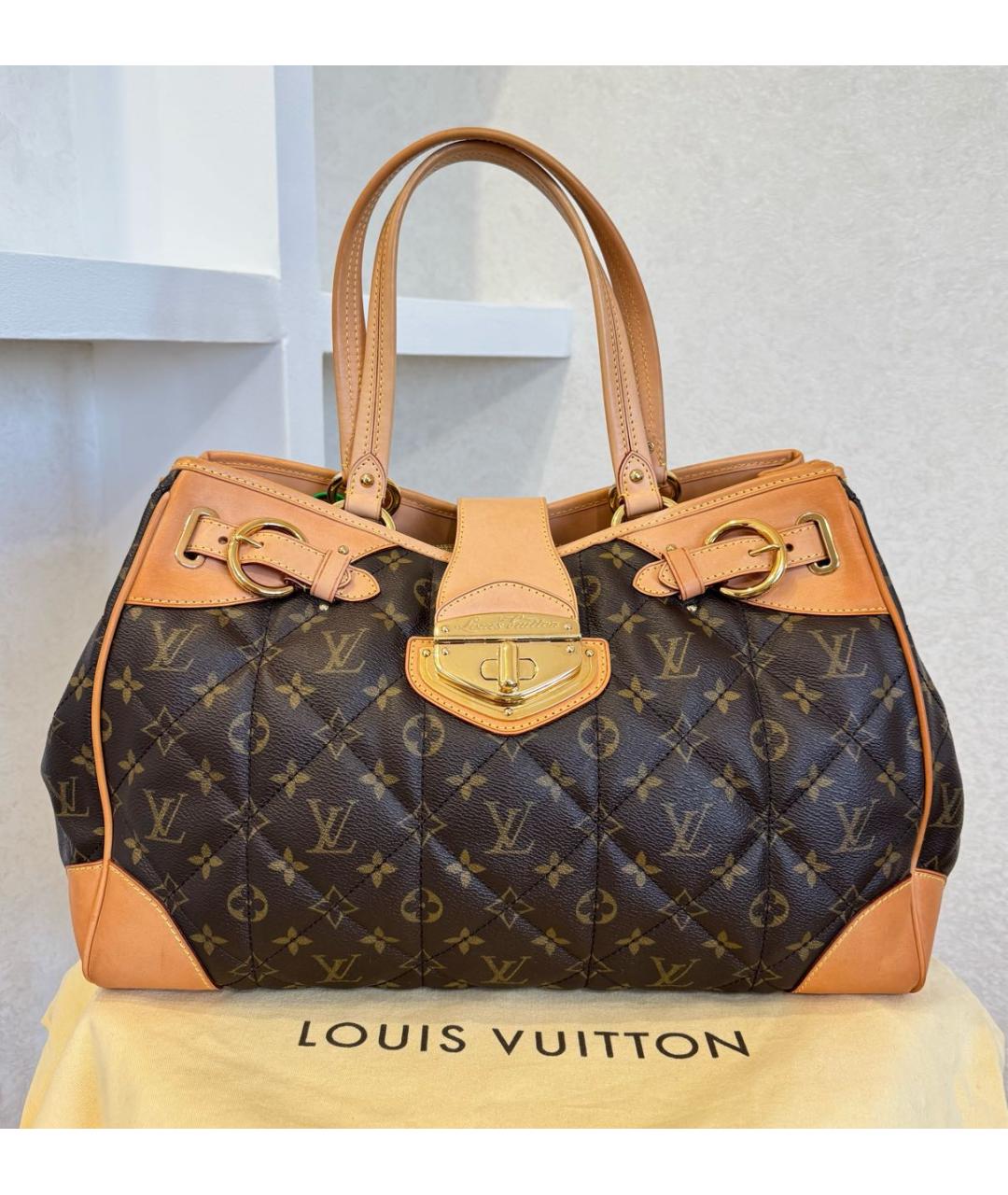 LOUIS VUITTON Коричневая кожаная сумка тоут, фото 3