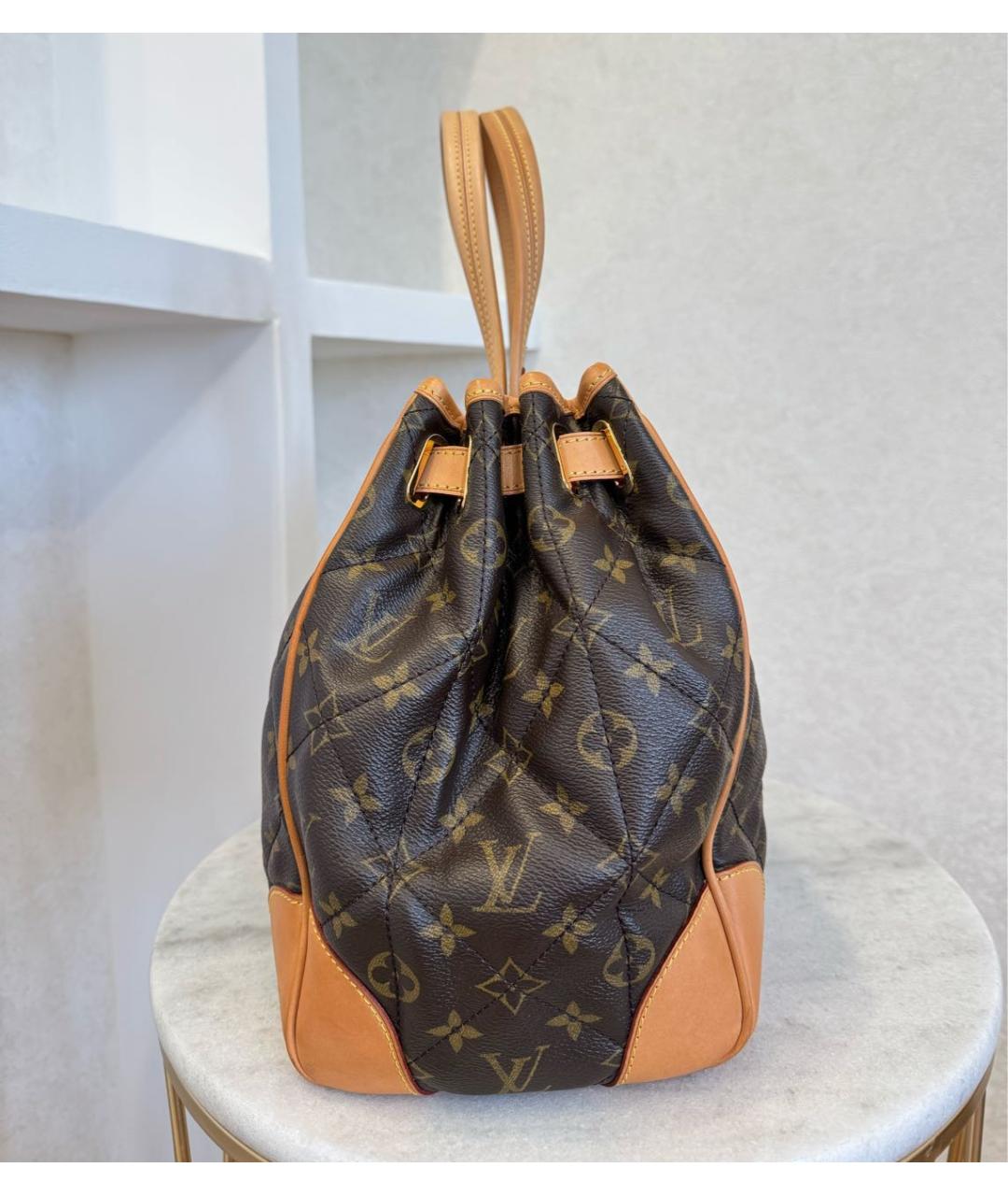 LOUIS VUITTON Коричневая кожаная сумка тоут, фото 8