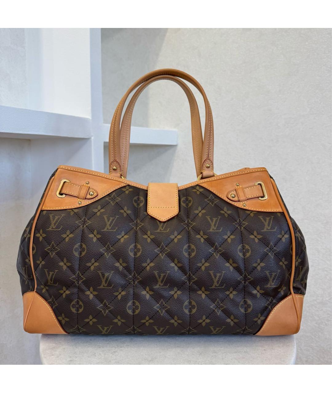 LOUIS VUITTON Коричневая кожаная сумка тоут, фото 6
