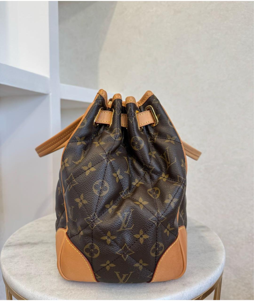 LOUIS VUITTON Коричневая кожаная сумка тоут, фото 7