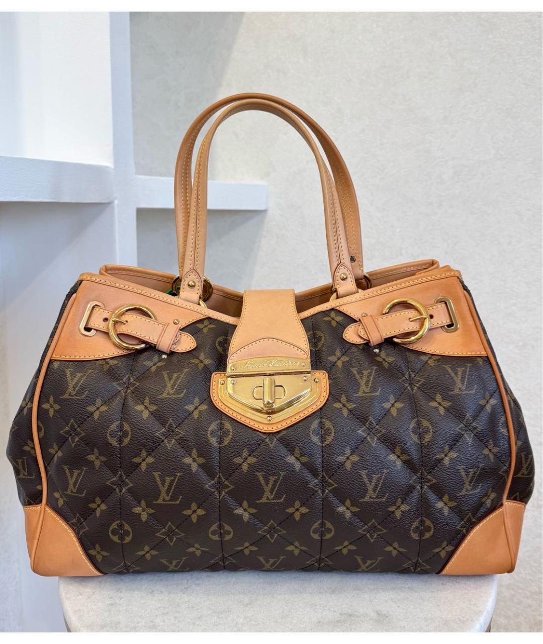 LOUIS VUITTON Коричневая кожаная сумка тоут, фото 2