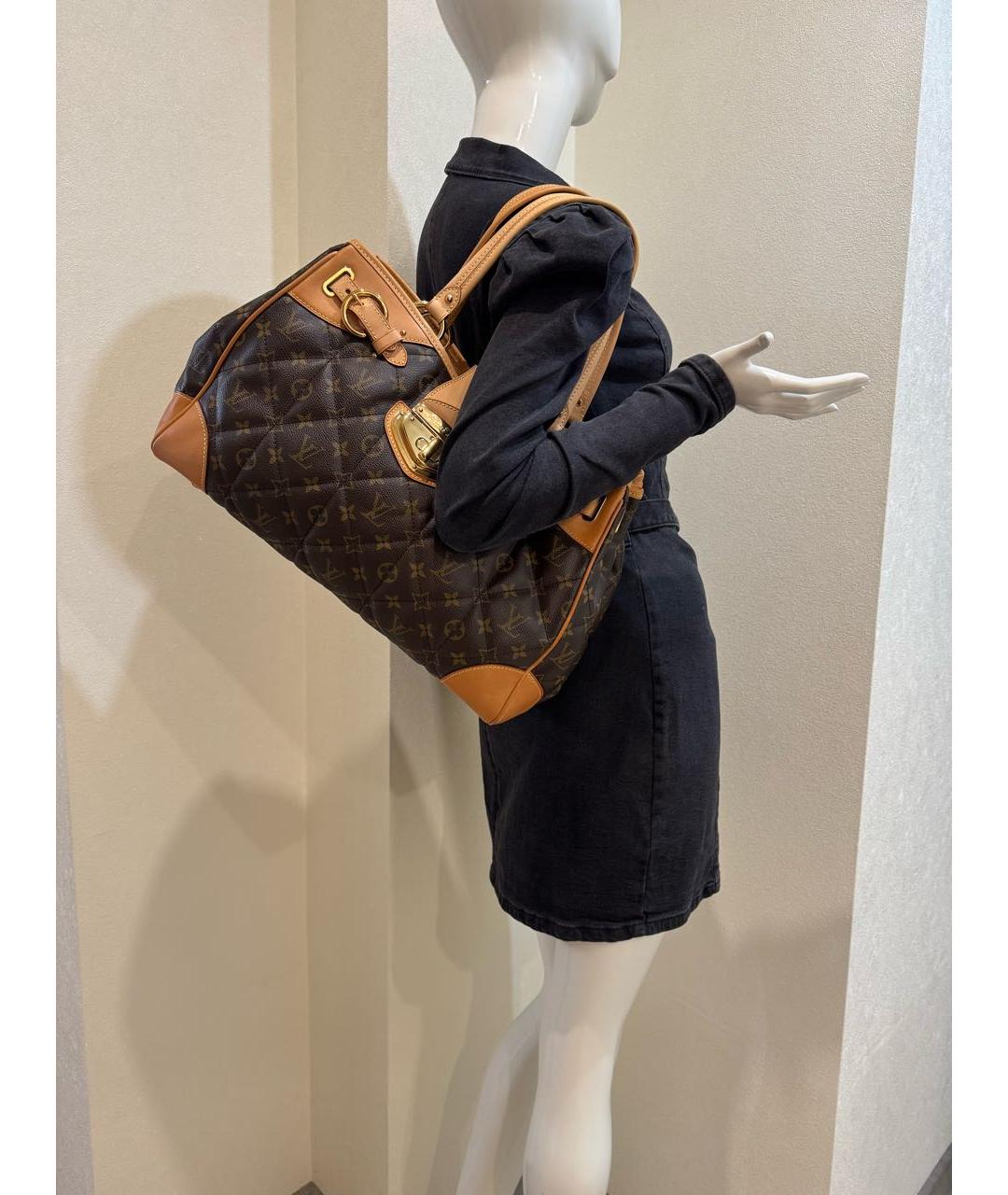 LOUIS VUITTON Коричневая кожаная сумка тоут, фото 4