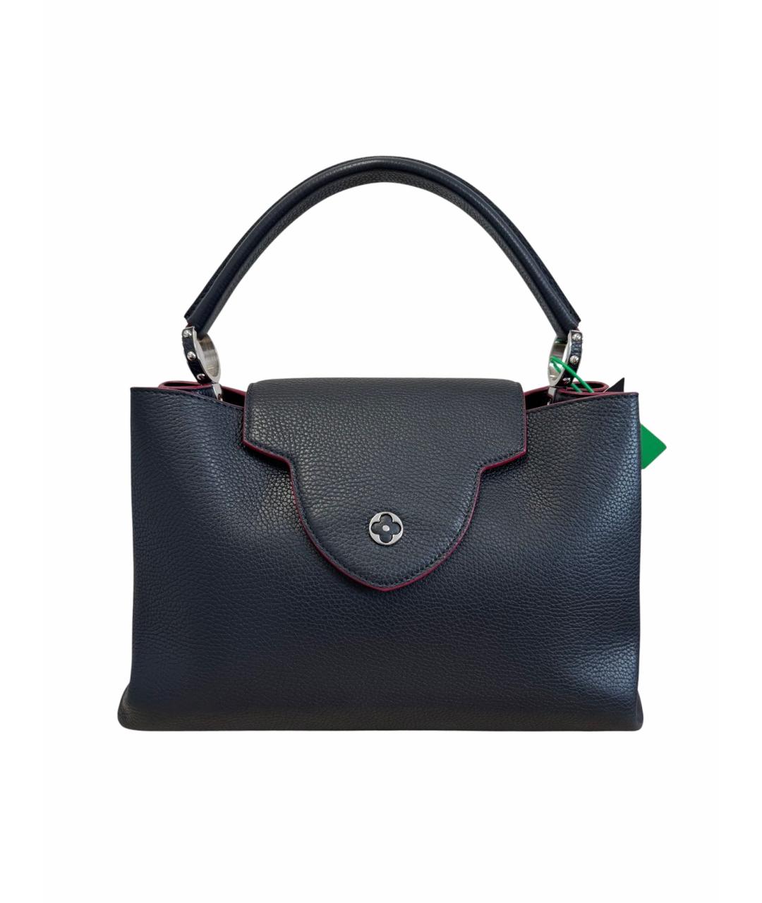 LOUIS VUITTON Темно-синяя кожаная сумка с короткими ручками, фото 1