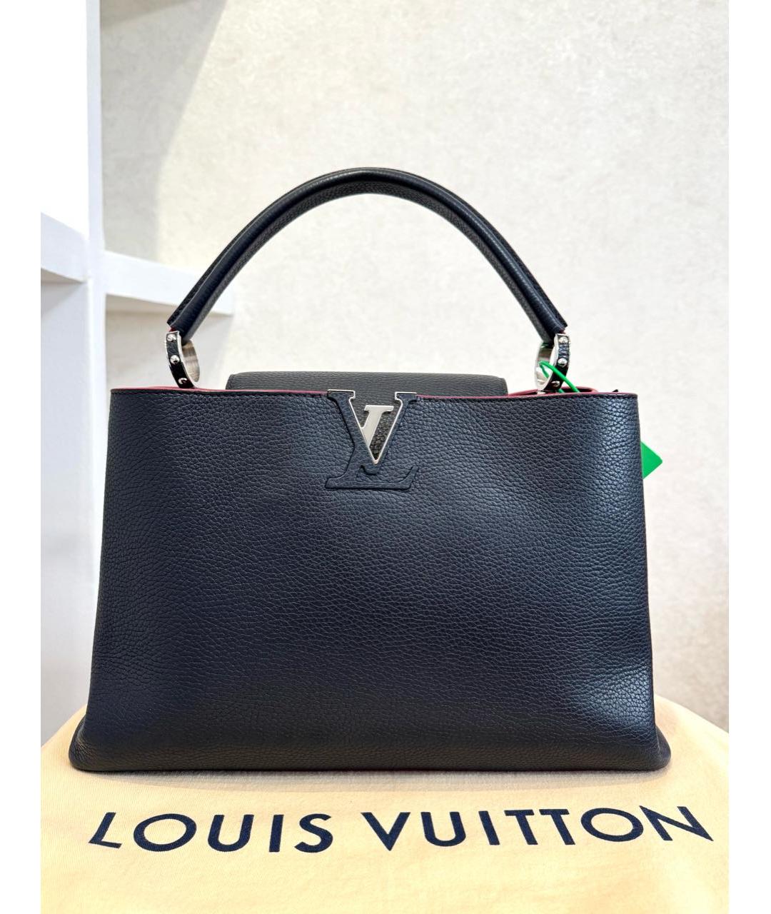 LOUIS VUITTON Темно-синяя кожаная сумка с короткими ручками, фото 4