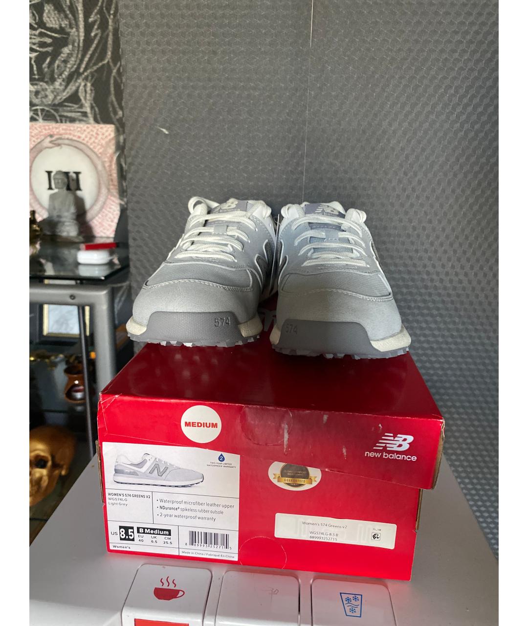 NEW BALANCE Серые кожаные кроссовки, фото 2