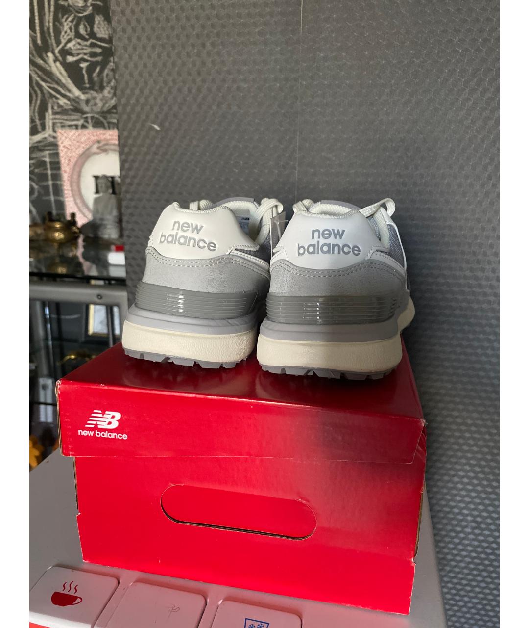 NEW BALANCE Серые кожаные кроссовки, фото 4
