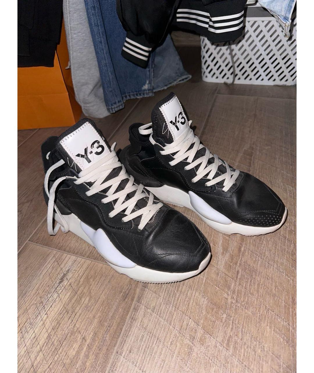 Y-3 Черные кожаные кроссовки, фото 5