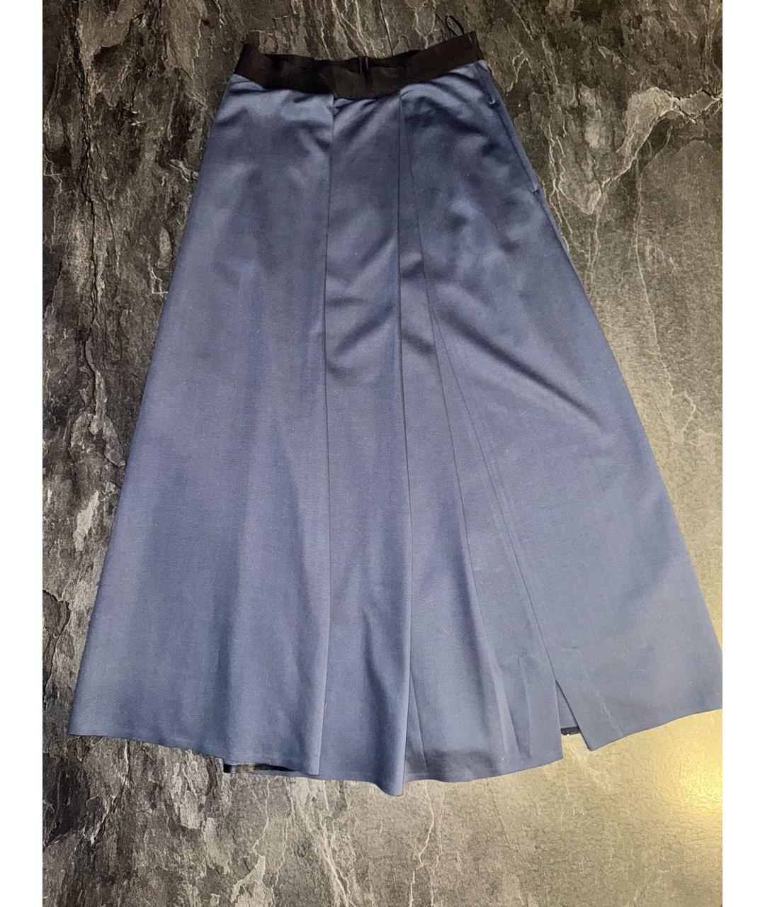 WEEKEND MAX MARA Синяя хлопковая юбка миди, фото 9