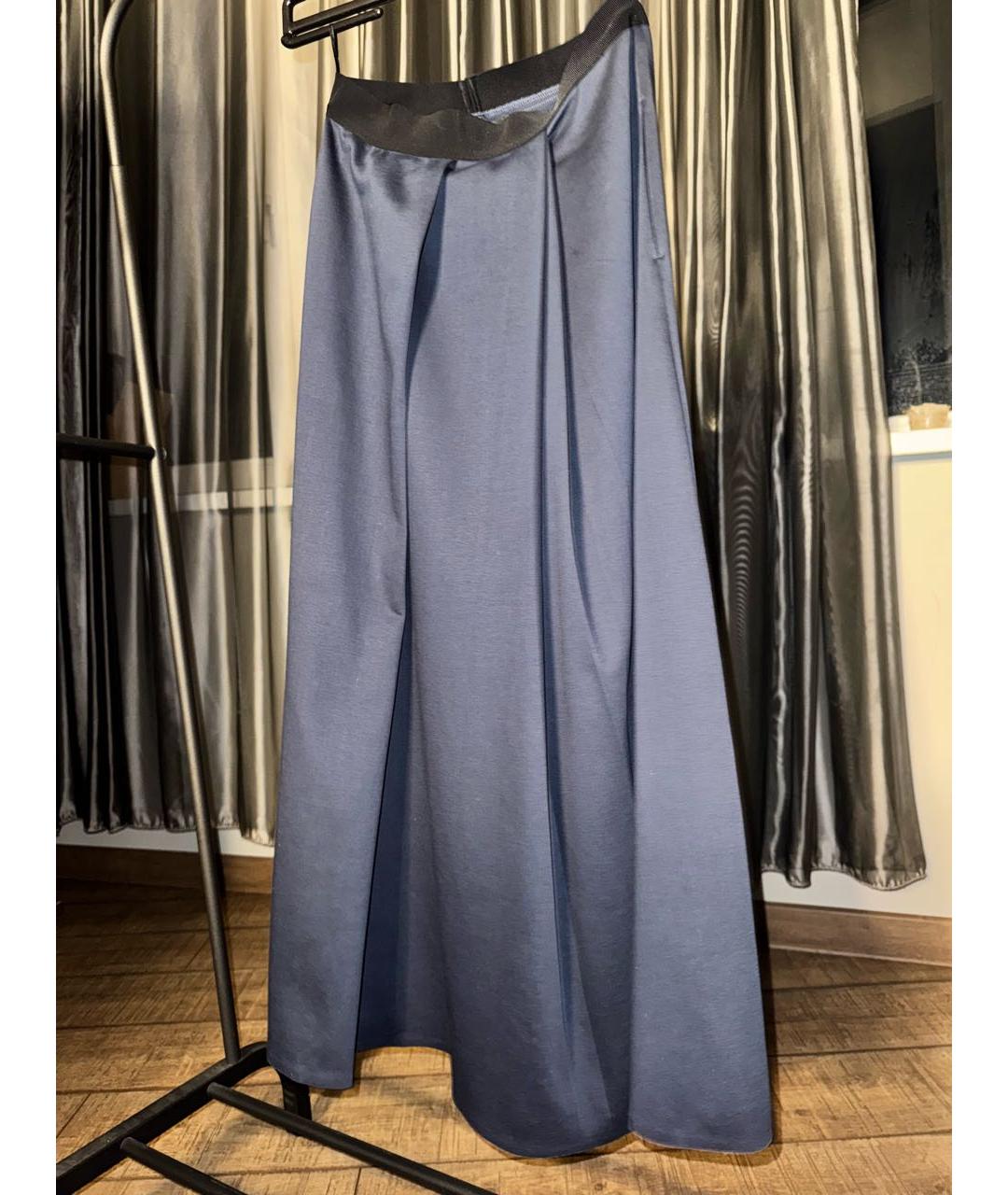 WEEKEND MAX MARA Синяя хлопковая юбка миди, фото 2