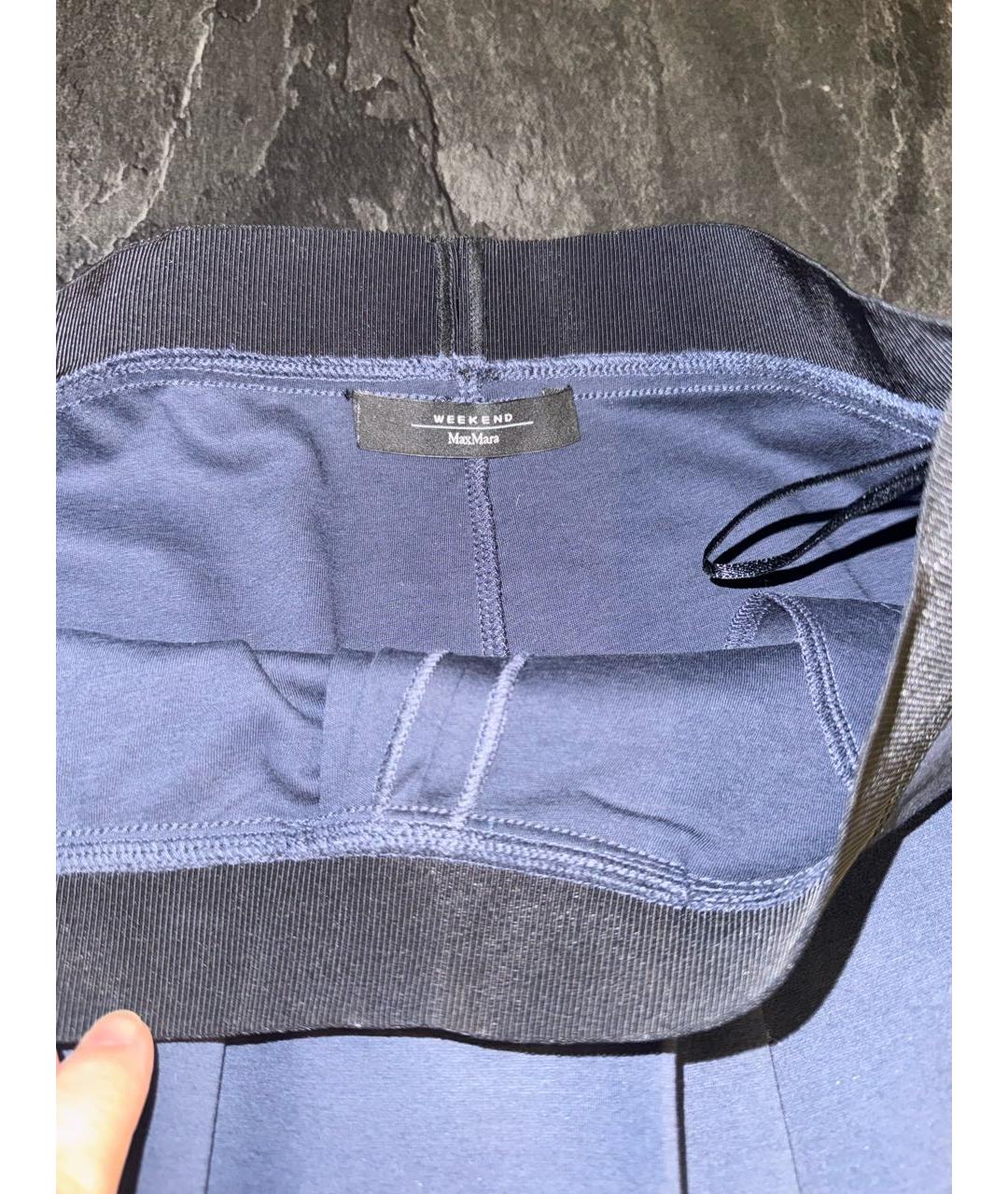 WEEKEND MAX MARA Синяя хлопковая юбка миди, фото 4