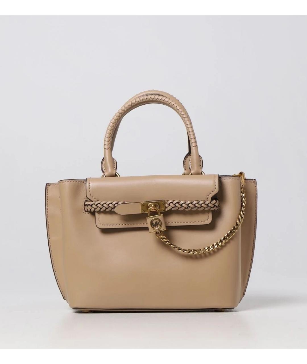 MICHAEL KORS Бежевая кожаная сумка с короткими ручками, фото 4