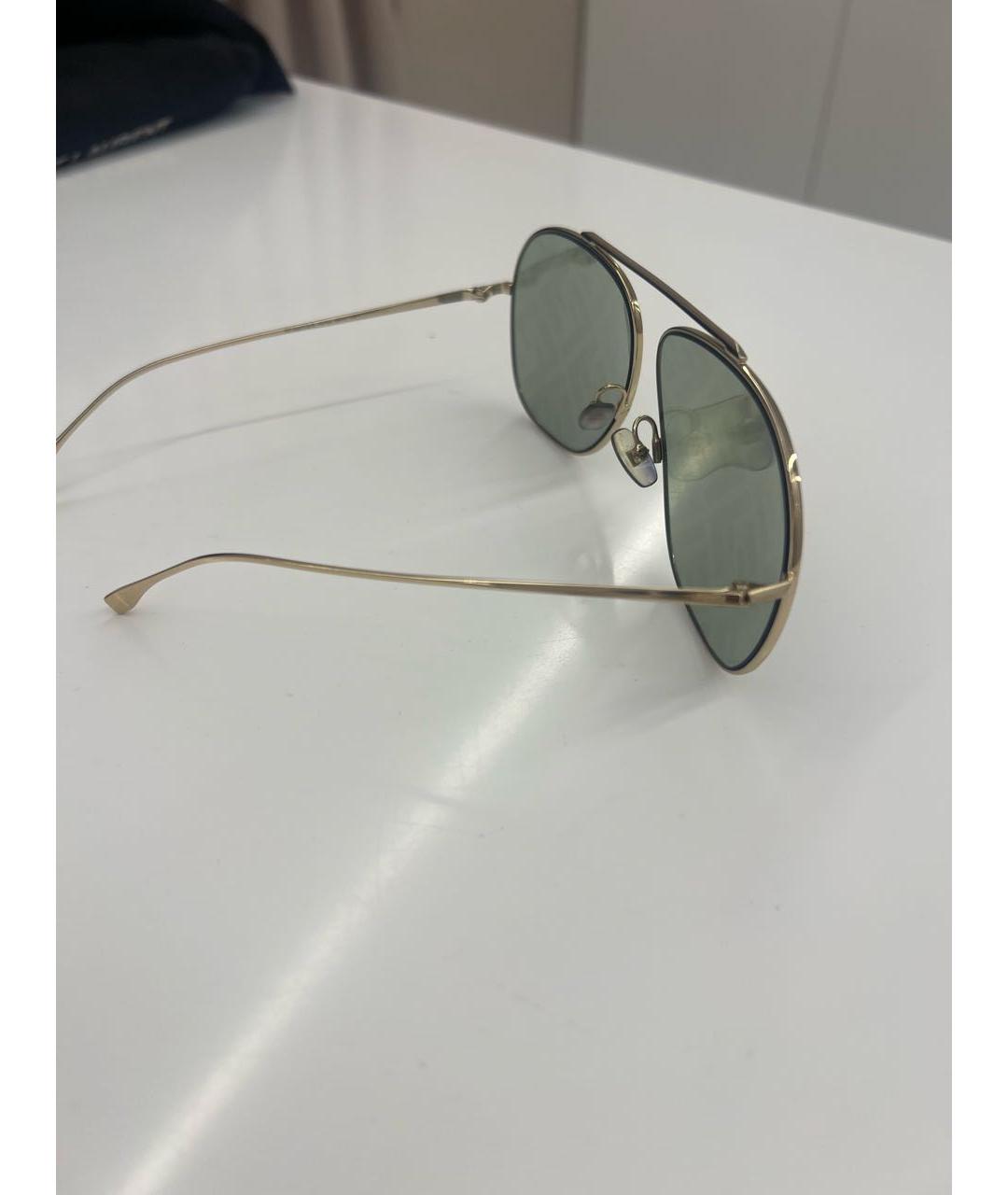 FENDI Золотые металлические солнцезащитные очки, фото 2