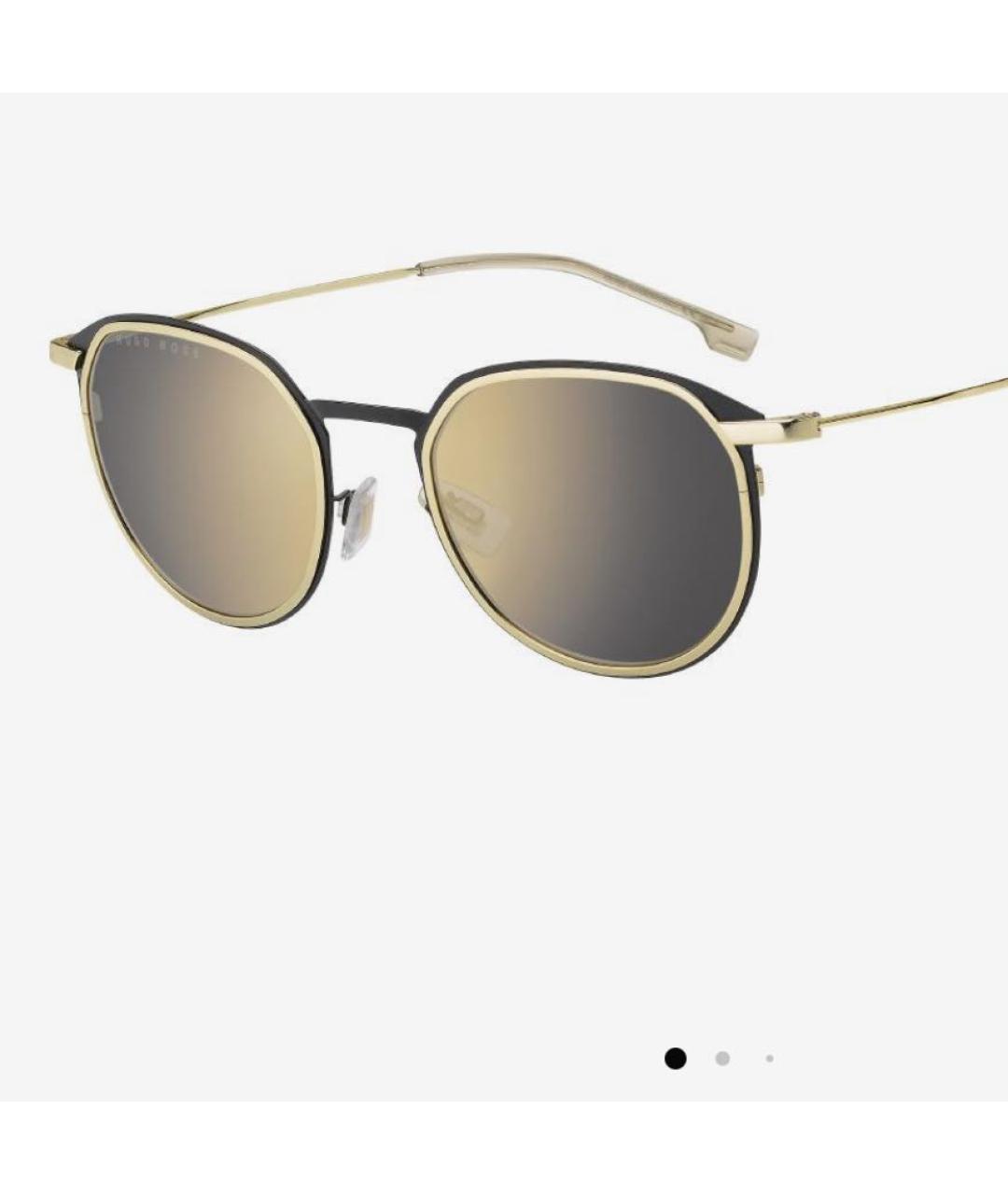 HUGO BOSS Золотые металлические солнцезащитные очки, фото 4