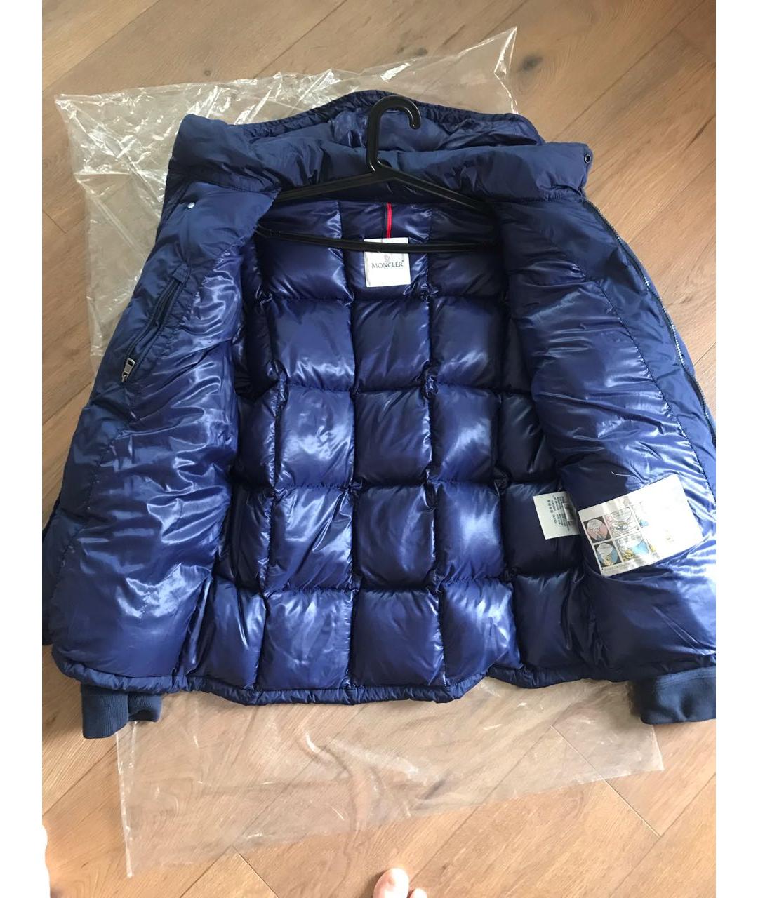 MONCLER Синий полиамидовый пуховик, фото 3